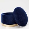 PLAYBOY - runder Pouf SUE" gepolsterter Sitzhocker mit Stauraum, Samtstoff in Blau, goldener Metallfuss, Retro-Design" Bild 2