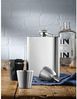 WMF Flachmann Manhattan, Trichter, Stamper im Lederetui, Cromargan Edelstahl mattiert Bild 2
