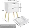 Yaheetech 2er Set Nachttisch Nachtschrank Nachtkommode mit 2 Schubladen Schlichter Beistselltisch Beine aus Massivholz Sofatisch für Schlafzimmer/Wohnzimme, 40 × 40 × 61 cm Bild 3