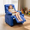 VEVOR Kindersofa mit Getränkehaltern und Seitentaschen, Kindersessel mit 107° bis 126° Verstellbarer Rückenlehne & Fußstütze, Liegesessel aus PU-Leder mit Fußstütze, Geeignet für Kinder (Blau) Bild 2