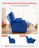 VEVOR Kindersofa mit Getränkehaltern und Seitentaschen, Kindersessel mit 107° bis 126° Verstellbarer Rückenlehne & Fußstütze, Liegesessel aus PU-Leder mit Fußstütze, Geeignet für Kinder (Blau) Bild 4