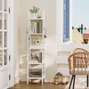 YITAHOME Schmal Bücherregal mit 5 Ebenen 35 cm Breit, Industrielles Leiterregal Standregal Holzregale und Metallrahmen, Modernes Regal für Wohnzimmer, Büro, reinweißes Bild 4