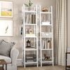 YITAHOME Schmal Bücherregal mit 5 Ebenen 35 cm Breit, Industrielles Leiterregal Standregal Holzregale und Metallrahmen, Modernes Regal für Wohnzimmer, Büro, reinweißes Bild 5