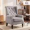 HOMCOM Sessel Einzelsessel, Akzentsessel mit Tufting Holzfüße (Ohrensessel, 1-St, Relaxsessel), für Wohnzimmer, Grau Bild 2