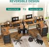YITAHOME L Form Schreibtisch mit USB Ladeanschluss und Steckdose,Reversible Eckschreibtisch mit 4 Schubladen und Regal,Gaming Schreibtische mit Monitorständer,140x100 cm Computertisch für Büro,braun Bild 4