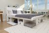 Funktionsbett Bali 160x200 Weiss - Schrankbett mit viel Stauraum u. Schubladen, optimal für kleine Schlafzimmer - Bett mit Aufbewahrung aus MDF Weiss lackiert – Schubladenbett inkl Lattenrost Bild 2