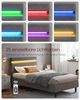 Vasagle Doppelbett mit LED-Beleuchtung, USB- und TYPE-C Anschluss, Vlies dunkelgrau, 90x190 cm Bild 4