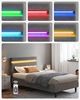 Vasagle Doppelbett mit LED-Beleuchtung, USB- und TYPE-C Anschluss, Vlies dunkelgrau, 90x190 cm Bild 2