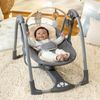 Ingenuity Every Season Swing 'n Go Tragbare Schaukel - Khlende und wrmende Stoffe, abnehmbare nachhaltige Spielzeugstange aus Holz, 2 Spielzeuge, Musik, motorisierte, fr 0-9 Monate, Grau - Wesley Bild 4
