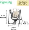 Ingenuity Every Season Swing 'n Go Tragbare Schaukel - Khlende und wrmende Stoffe, abnehmbare nachhaltige Spielzeugstange aus Holz, 2 Spielzeuge, Musik, motorisierte, fr 0-9 Monate, Grau - Wesley Bild 3