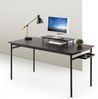 ZINUS Tresa 140x75 cm Schwarzer Metallschreibtisch mit Ablage und Bildschirmaufsatz | Arbeitsplatz mit espressofarbenem Finish | Computertisch | Einfache Montage Bild 2