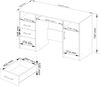 PC-Schreibtisch Ana mit Tastaturablage | Office Desk | Computertisch | Bürotisch mit Tastaturablage | 3 Schubladen, 1 Ablagefach mit Tür, 2 offene Ablagefächer, B124 x H74 x T52 cm, 45 kg | Weiß Bild 3