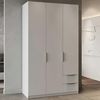 Demeyere Moderner Kleiderschrank mit 3 Türen, 2 Schubladen, 4 Fächern, Mattes Weiß, 119,4 x 51,1 x 203 cm, Holzwerkstoff, grau Bild 2