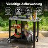Royal Gourmet Grillablagetisch Grilltisch mit 85x50 cm Edelstahlplatte, 3-Etage Grillwagen, Mobiler Mehrzweck-Küchenwagen Bild 4
