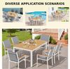 Clevich Wetterfester Gartentisch 140x90 cm, Quadratisch aus Aluminium mit WPC Tischplatte, Outdoor Esstisch für Balkon und Terrasse, pflegeleicht und langlebig, Weiß+Teak Bild 4