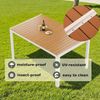Clevich Wetterfester Gartentisch 140x90 cm, Quadratisch aus Aluminium mit WPC Tischplatte, Outdoor Esstisch für Balkon und Terrasse, pflegeleicht und langlebig, Weiß+Teak Bild 5
