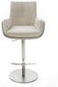 Barstuhl Clea-Flex Webstoff Soft Beige Drehfuß höhenverstellbar Edelstahl Silberfarben Bild 3