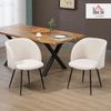 HOMCOM Esszimmerstuhl mit ergonomischer Rückenlehne, Lammwoll-Optik, Stahlbeine (2er Set Esszimmerstühle, 2 St), Stühle für Esstisch Esszimmer, Cremeweiß Bild 2