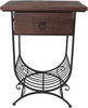 Dekoleidenschaft Konsolentisch Beistelltisch "Country-Style" aus Holz & Metall braun, im Antik Design, Telefontisch in rustikalem Shabby-Look mit Schublade & Zeitungsablage Bild 3