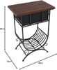 Dekoleidenschaft Konsolentisch Beistelltisch "Country-Style" aus Holz & Metall braun, im Antik Design, Telefontisch in rustikalem Shabby-Look mit Schublade & Zeitungsablage Bild 2
