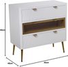 DRW Kommode mit 3 Schubladen, 1 Weiß und Gold, 80 x 40 x 80 cm, Höhe: 20,5 cm, Holz und Glas, Dorado Bild 2