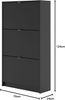 Schuhschrank mit drei Türen mit doppelter Tiefe, Farbe schwarz, 70,3 x 123,6 x 24,05 cm Bild 3