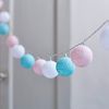 Lights4fun LED-Lichterkette 20er LED Cotton Ball Lichterkette Batterie pastell Bild 2