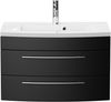Badmöbel Bella 80 mit runder Front SoftClose schwarz : Schwarz Bild 5