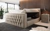 Designermöbel 'Velano' Boxspringbett mit TV Lift und Stauraum, Federkernmatratze H2, Samt beige, 160x200 cm Bild 5