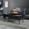 Sweetcrispy Couchtisch Höhenverstellbar, Tisch Wohnzimmertisch, offener und versteckter Stauraum Couchtisch, Sofatisch Beistelltisch, 100x50 cm Sofatisch aus Holz für Wohnzimmer, Schwarz Bild 2