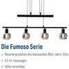 näve Pendelleuchte Fumoso, ohne Leuchtmittel, Leuchtmittel wechselbar, 4er Pendelbalkenleuchte,excl. 4x E14 max. 40 W,Glas: dunkel getönt Bild 2