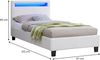 CARO-Möbel Polsterbett Mandalay mit LED Beleuchtung Einzelbett Lederbett 90x200 cm mit Lattenrahmen, Lederimitat in weiß Bild 2