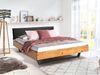 Möbel-Eins CURBY Kufenbett mit Polster-Kopfteil, Material Massivholz, rustikale Altholzoptik, Fichte, Kufen schwarz natur 140x220 cm Kunstleder Schwarz ohne Steppung Bild 2