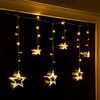 Spetebo Lichtervorhang LED Sternen Lichtervorhang warm weiß - 63 LED, 100 cm - Deko Lichterkette mit 63 LED für Innen Bild 3