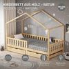 ML-DESIGN Spielbett Hausbett Kinderbett inkl. 2 Schubladen, Lattenrost und Rausfallschutz, Abenteuerbett 90x200cm mit Matratze Himmelbett Kiefer Jugendbett Natur Bild 3