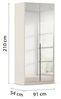Rauch Möbel Alabama, Kleiderschrank, Garderobe, 2-türig, Spiegel, Zubehör Premium, 1 Kleiderstange, 2 Einlegeböden, Schubladeneinsatz, Farbe Beige, Griff Grau metallic, 91 x 210 x 54 cm Bild 3