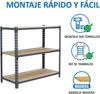 Simonrack Schwerlastregal, Lagerregal, 100 x 90 x 30 cm, Metallregal, Kellerregal, Biegestelle 150 kg, 3 Holzfachböden, Grau/Holz - Maderclick Bild 5