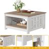 DWVO Couchtisch, Quadratischer Wohnzimmertisch 2-stöckiger, 80 x 80 x 45 cm, Couchtisch mit Stauraum für Couch Schlafzimmer,Stabiler Metallrahmen Bild 5