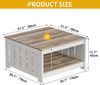 DWVO Couchtisch, Quadratischer Wohnzimmertisch 2-stöckiger, 80 x 80 x 45 cm, Couchtisch mit Stauraum für Couch Schlafzimmer,Stabiler Metallrahmen Bild 3