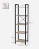 Vasagle Regal, Bücherregal, Standregal, Aufbewahrungsregal mit 5 Ebenen, Industrie-Design, für Wohnzimmer, Büro, Arbeitszimmer und Flur, Stahlgestell, Holzspanplatten, Greige-schwarz LLS100B02 Bild 5