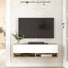 Dmora - Fernsehschrank Ananke, Ständer für Wohnzimmerfernseher, Niedriges Wohnzimmer-Sideboard, TV-Ständerbasis, 100x32h29 cm, Eiche und Weiß Bild 5