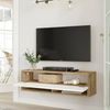 Dmora - Fernsehschrank Ananke, Ständer für Wohnzimmerfernseher, Niedriges Wohnzimmer-Sideboard, TV-Ständerbasis, 100x32h29 cm, Eiche und Weiß Bild 4