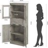 170 cm Großer Badezimmerschrank mit 4 Türen,Hoch- & Midischränke,Freistehender Aufbewahrungsschrank mit Glastüren, verstellbaren Regalen & Schubladen – Für Küche, Speisekammer & Wohnzimmer-grau Bild 2