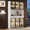 Odikalo Vitrine Schrank Glasschrank Tür 200cm hoch Multi Storage Bücherregal Sammlung Bild 5