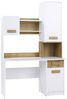 Marmex Möbel Grant 11/12 Schreibtisch mit Verlängerung, Schreibtisch mit Schublade und Stauraum, Studiertisch, für Kinder, Jugendschreibtisch, laminierte Spanplatte, weiß+riviera Eiche, 125x195x52,5 cm Bild 4