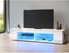 SONNI TV-Lowboard Fernsehschrank Fernsehtisch 135 x 39 x 30 cm Schranks in Weiß Hochglanz mit LED Beleuchtung Glasböden TV Mediaboard Bild 2