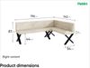 MEBLINI Eckbank für Esszimmer mit ausziehbarem Tisch - Küchenbank - Essecke - Sitzecke Küche - TONI - X-Beine 142x196x87cm Rechts - Creme Samt/B Weiß Hochgl. Bild 3