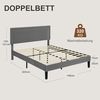 VECELO Polsterbett 140x200 cm Doppelbett Bettrahmen mit Höhenverstellbarem Kopfteil, Gepolstertes Bettgestell mit Lattenrost, Samtbezug, für Erwachsene & Jugendliche, Ohne Matratze, Grau Bild 2