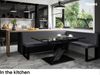 MEBLINI Eckbank für Esszimmer mit ausziehbarem Tisch - Küchenbank - Essecke - Sitzecke Küche - TONI - U-Beine 142x196x87cm Rechts - Grau Kunstleder/B Weiß Hochgl. Bild 2