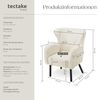 tectake Relaxsessel Polstersessel mit Bouclé-Bezug, Belastbarkeit 120 kg, 72 x 71 x 92 (Fernsehsessel Vänersborg, in Creme), breite Armlehnen, ergonomisch, Stahlbeine, höhenverstellbar Bild 2